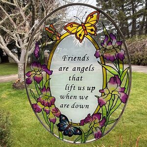 Friends are Angels Butterfly Iris Suncatcher NEW SEE VIDEO